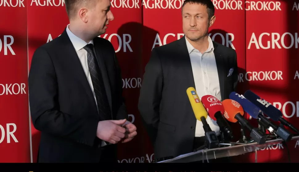 21.03.2018., Zagreb - U upravnoj zgradi Agrokora izvanredni povjerenik Agrokora Fabris Perusko i predstavnik Sebrbanka Sergei Volk potvrdili su na konferenciji za medije kako ce se Sberbank vratiti u proces pregovora oko nagodbe. 
Photo: Tomislav Miletic/PIXSELL