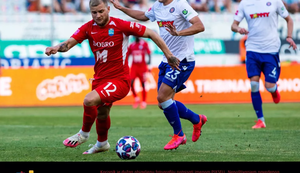 05.07.2020., stadion Poljud, Split - Hrvatski Telekom Prva liga, 33. kolo, HNK Hajduk - NK Osijek. Petar Bockaj, Ivan Brnic. Photo: Milan Sabic/PIXSELL