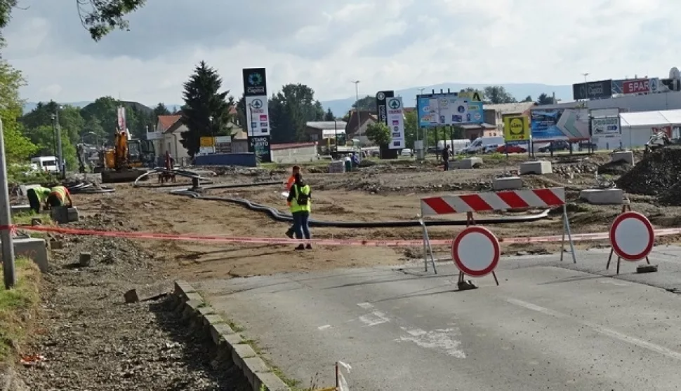 požega, rekonstrukcija državne ceste d38 kroz grad, srpanj 2020.