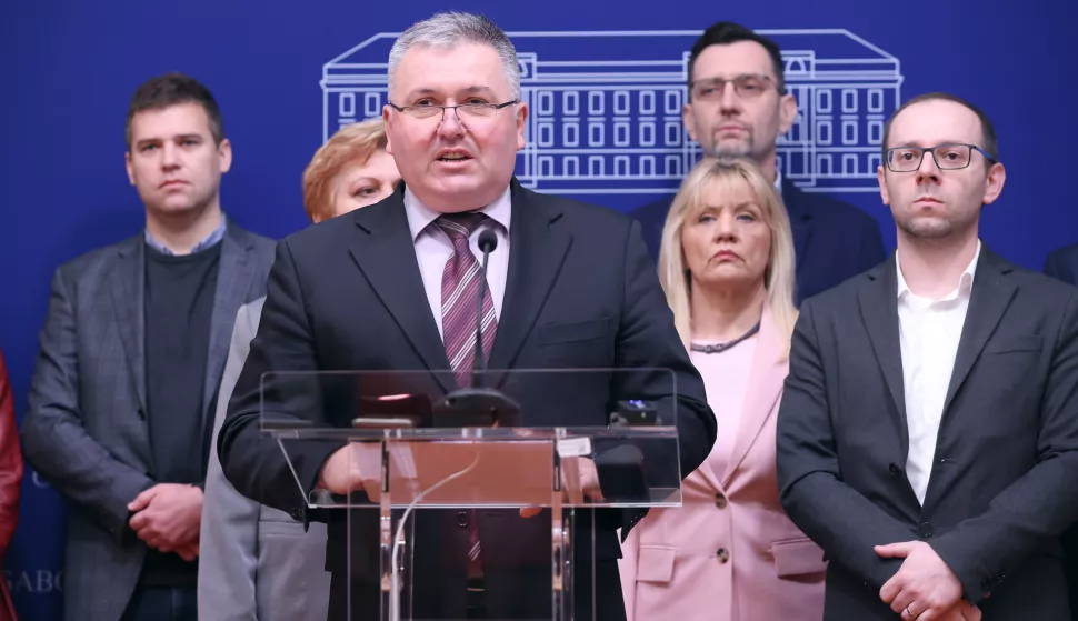 12.03.2024., Zagreb - Na konferenciji za medije odrzanoj u Saboru Zeljko Lenart je objavio da je napustio HSS. Photo: Patrik Macek/PIXSELL