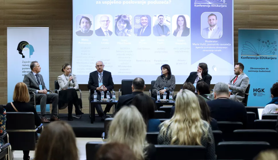 Zagreb, 20.03.2024. - Konferencija EDUkarijera - obrazovanjem do zanimanja budu?nosti. Na fotografiji Igor Pureta, Vlatka Krepelnik, Ante Lon?ar, Ivana Pilko ?un?i?, Matej Petranovi?, Mario Vu?i?. foto HINA/ Lana SLIVAR DOMINI?/ lsd