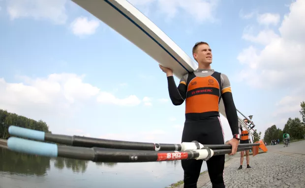 snimio Davor KIBEL,Osijek, 11.10.2012. reportaža, laganini, Veslački klub Iktus, veslač David &Scaron;ain, osvajač srebra u četvercu na olimpijadi u Londonu 2012.