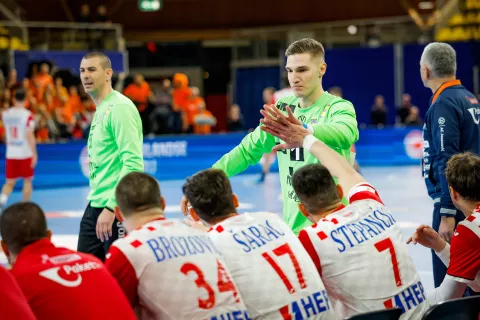 Dominik KUZMANOVIĆ during the Handball match Netherlands vs Croatia in Indoor Sportcentrum Eindhoven, Eindhoven, Netherlands 08.03.2023, Mandatory Credit © Jozo Cabraja/kolektiff