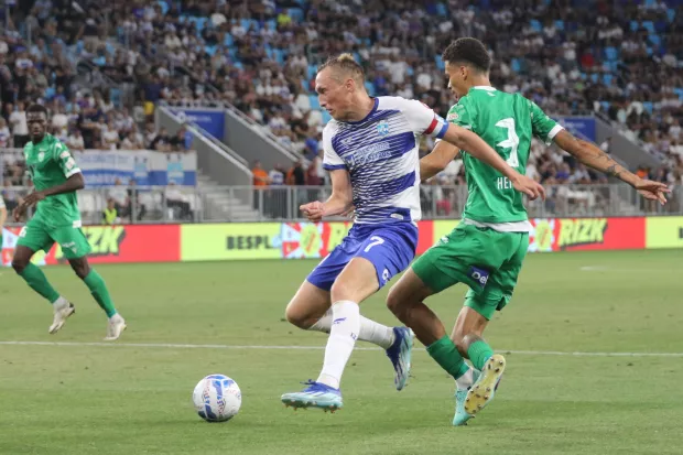 Osijek, 25. 07. 2'24, Opus Arena, Europska konferencijska liga, Drugo kolo kvalifikacija. Utakmica Osijek - FCI Levadia Tallinn. Vedran Jugović (7).snimio GOJKO MITIĆ