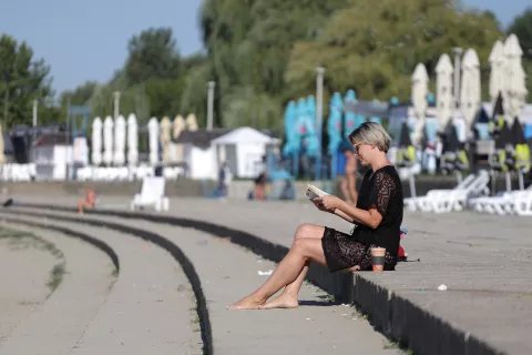 Osijek, 31. 07. 2024, Kopika, Drava, kupanje, jutro na Dravi, plaža, kupači, kupač, Ivana MedićSNIMIO BRUNO JOBST