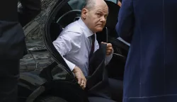 epa11269915 German Chancellor Olaf Scholz arrives at the 'House of the German Economy' in Berlin, Germany, 10 April 2024. Chancellor Scholz will take part in the joint closed meeting of the Confederation of German Employers (BDA), the Federation of German Industries (BDI), the German Chamber of Industry and Commerce (DIHK) and the German Confederation of Skilled Crafts (ZDH). In a joint letter addressed directly to Chancellor Scholz, the leading German business associations express their great concern about "the political, social and economic development in which our country finds itself". The German economy is facing major structural challenges and Germany is becoming less attractive as a business location, not least due to political decisions. According to the letter, frustration and uncertainty are growing among many companies. EPA/HANNIBAL HANSCHKE