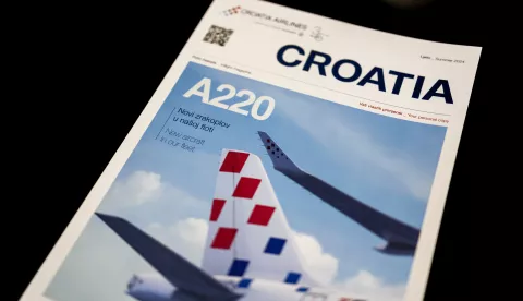 Zagreb, 30.7.2024 - Croatia Airlines dočekala je svoj prvi novi zrakoplov Airbus A220, čime službeno počinje cjelokupna obnova flote hrvatskog nacionalnog avioprijevoznika zrakoplovima nove generacije. Foto Hina/ Dario GRZELJ/ dag