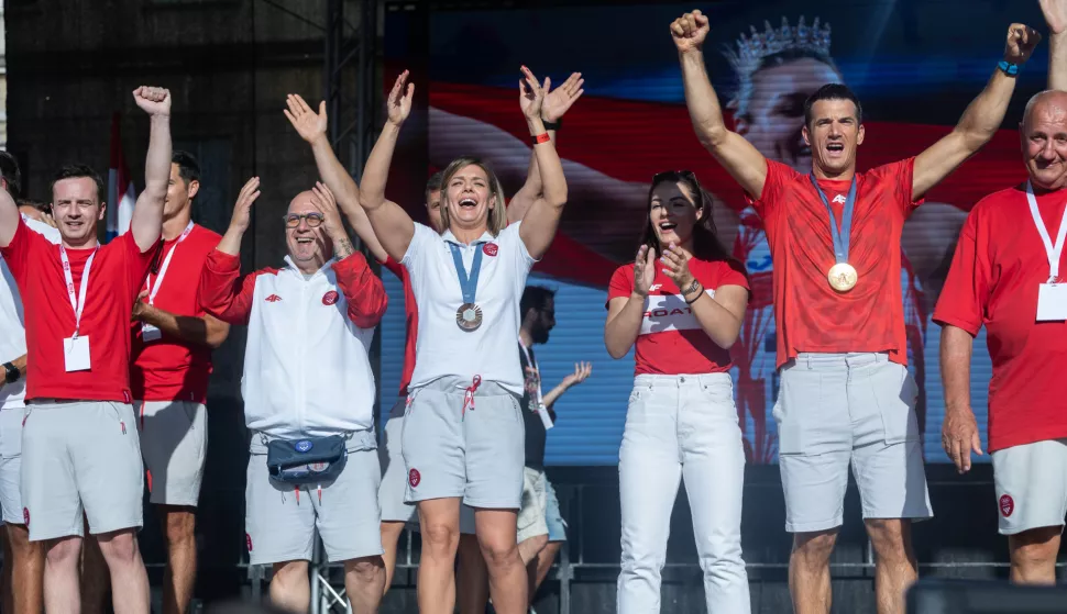 Zagreb, 07.08.2024. - Grad Zagreb organizirao je svečani doček hrvatskih olimpijaca na povratku s igara u Parizu.foto HINA/ Edvard ŠUŠAK/ es