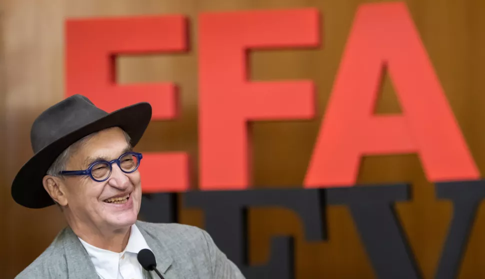 epa07231537 German filmmaker and President of the European Film Academy, Wim Wenders attends the presentation of the statuettes to be granted at the European Film Awards, in Malaga, southern Spain, 14 December 2018. The European Film Awards 2018 will take place in Seville on 15 December 2018. EPA/Raul Caro