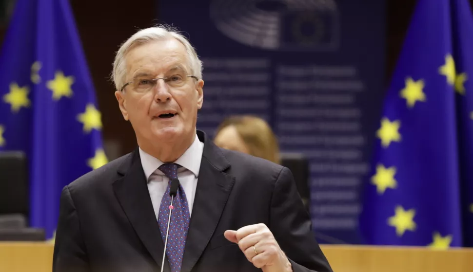 epa11586584 (FILE) - EU chief negotiator Michel Barnier speaks during a debate on the future relations between the EU and UK at the plenary session of the European Parliament in Brussels, Belgium, 18 December 2020 (reissued 05 September 2024). On 05 September 2024, French President Macron has appointed EU's former commissioner and Brexit negotiator, Michel Barnier, as France's new Prime Minister, replacing Gabriel Attal, who resigned on 16 July 2024. EPA/OLIVIER HOSLET/POOL *** Local Caption *** 56571469