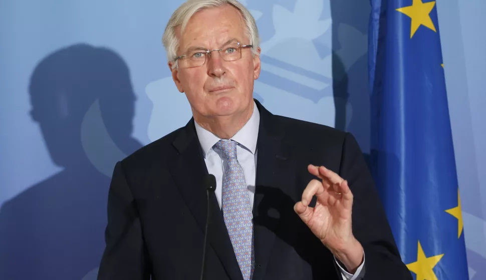 epa08208977 European Union's Chief Brexit negiotator Michel Barnier holds a joint news conference after a meeting with Luxembourg Prime Minister Xavier Bettel at the Castle of Senningen, Luxembourg, 09 February 2020. The meeting was on future relationship between the European Union and Britain. EPA/JULIEN WARNAND