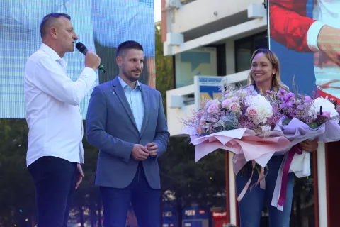 Osijek, 11. 09. 2024, Trg Slobode, doček Donne Vekić i ostalih osječkih olimpijaca, te otvaranje teniskih terena na Olimpiji.snimio GOJKO MITIĆ