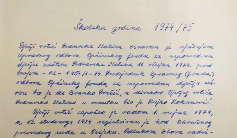 SLATINA, Početak prve strane Spomenice Dječjeg vrtića Zeko, 12.09.2024., snimio Petar Žarković