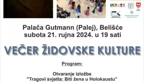 BELIŠĆE - U sklopu Mjeseca židovske kulture, u subotu 21. rujna u palači Gutmann održat će se Večer židovske kultur2024.