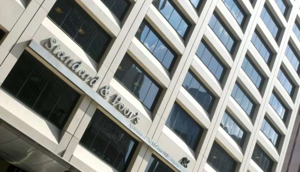 FILE PHOTO. Standard & Poor's downgraded France's credit rating on Friday, january 13, 2011. Here the Standard & Poor's Financial Services LLC logo is displayed outside of the company's headquarters in New York, NY on August 1, 2011. Photo by Charles Guerin/ABACAUSA.COM Photo: Press Association/PIXSELL