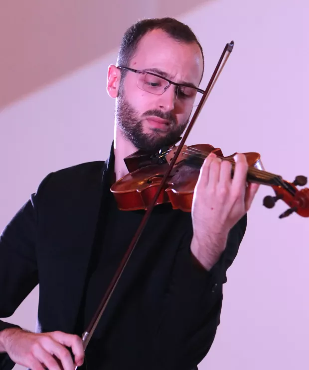 Osijek, 15,11.2020. - Arheolo&scaron;ki muzej - 26. memorijal "Franjo Krežma" Koncert mladog umjetnika, Zvonimir Krpan, violina i Petra Gilming, klavirFOTO: Željko &Scaron;epić