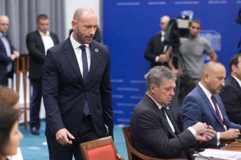 Zagreb, 27.09.2024. - Održana je 5. tematska sjednica Odbora za pravosuđe o curenju informacija iz izvida i istraga.Na fotografiji Damir Habijan, Ivan Turudić.foto HINA/ Edvard ŠUŠAK/ es