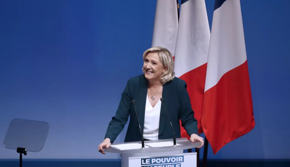 epa07280203 French Member of Parliament and President of the Rassemblement National (RN) far-right party Marine Le Pen speaks during a meeting to launch their campaign for the European Parliament elections at La Mutualite in Paris, France, 13 January 2019. EPA/YOAN VALAT