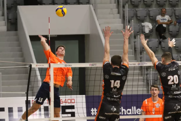 Osijek, 09. 10. 2024, SD Gradski vrt, mala dvorana. Odbojka, Mursa Osijek - Karlovarsko (Če&scaron;ka), Challange Cup.snimio GOJKO MITIĆ
