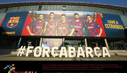 Barcelona File photo File photo dated 02-10-2019 of A general view of a Forca Barcelona signet outside of the Camp Nou Stadium. Nigel French Photo: PA Images/PIXSELL