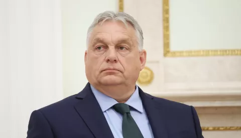 epa11458740 Hungarian Prime Minister Viktor Orban looks on prior to a meeting with Russian President Putin at the Kremlin, in Moscow, Russia, 05 July 2024. Orban arrived in Moscow on a one-day working visit. EPA/VALERIY SHARIFULIN/SPUTNIK/KREMLIN/POOL MANDATORY CREDIT