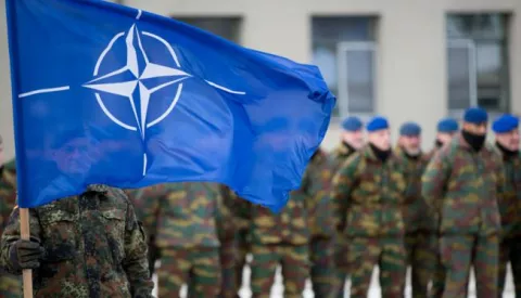 A German soldier hoists the Nato flag to greet the German minister of defence Ursula von der Leyen (CDU) and the president of Lithuania Dalia Grybauskaite (l) in Rukla, Lithuania, 07 February 2017. The soldiers are part of the multinational Lithuanian battle group. The German army is leading Nato exercises in the Baltic country as part of a deterrence operation directed against Russia. Lithuania, Estonia, Latvia and Poland feel threatened by their larger neighbour to the east. Photo: Kay Nietfeld/dpa /DPA/PIXSELL