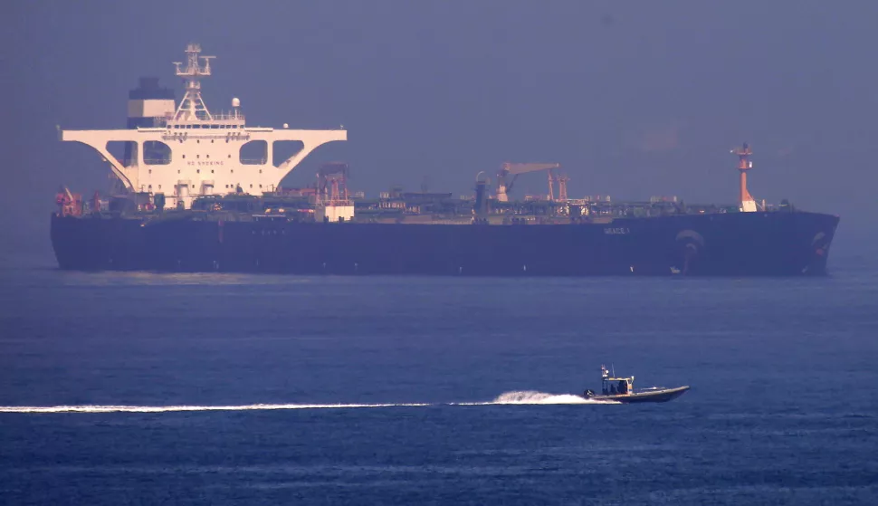 epa07775043 The Iranian oil supertanker Grace 1 is seen in the Strait of Gibraltar, southern Spain, 15 August 2019. According to reports, Gibraltar has released the impounded Iranian oil tanker which was held on the suspicion it was transporting crude oil to a refinery in Syria against EU sanctions. A Gibraltar court has ruled on the release of Grace 1, despite a last minute effort by the US government asking for further detention of the supertanker. EPA/A.CARRASCO RAGEL