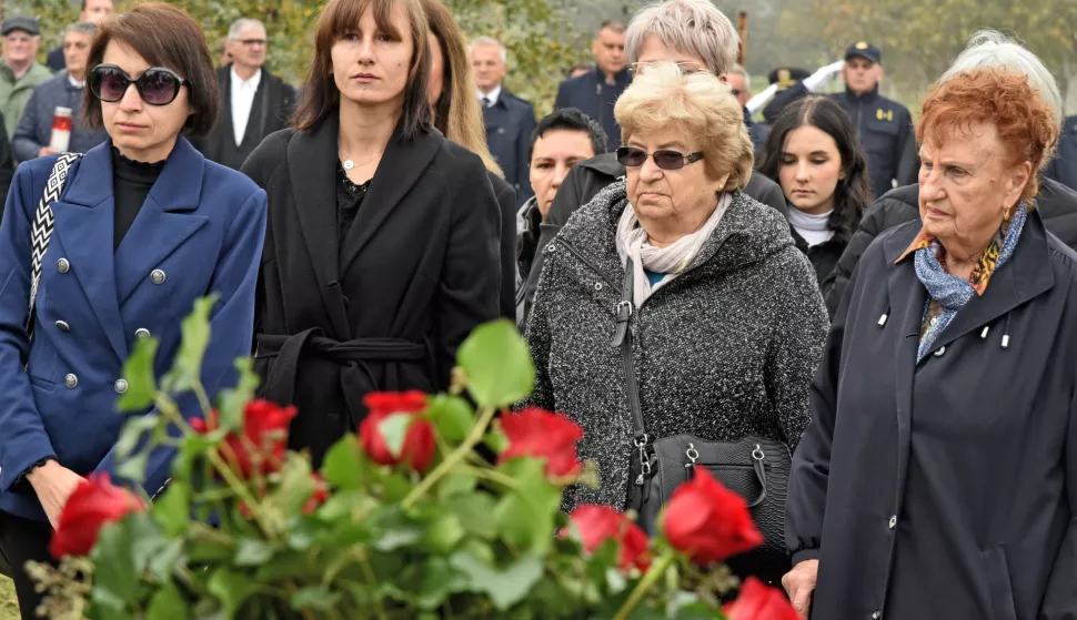 Vukovar, 2.11.2024.- Polaganjem vijenaca i paljenjem svije?a podno spomen obilje?ja u naselju Lu?ac obilje?ena je 33. godi?njica sloma obrane tog naselja. foto HINA/ ua