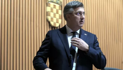 Zagreb,15.10.2024.Nastavak zasjedanja 3.sjednice Hrvatskog sabora na kojoj će premijer Andrej Plenković podnijeti godi&scaron;nje izvje&scaron;će Vlade RH.Na slici Andrej Plenković.foto HINA/ Tomislav Pavlek/ tp