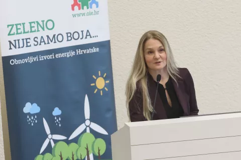 Osijek, 01. 02. 2024, Fakultet agrobiotehnickih znanosti Osijek, FAZOS. 1. Konferencija " Mogucnosti primjenea agroslolara u vinogradarstvu i vocarstvu. Otvorenje...Maja Pokrovac, direktorica OIEHsnimio GOJKO MITIĆ