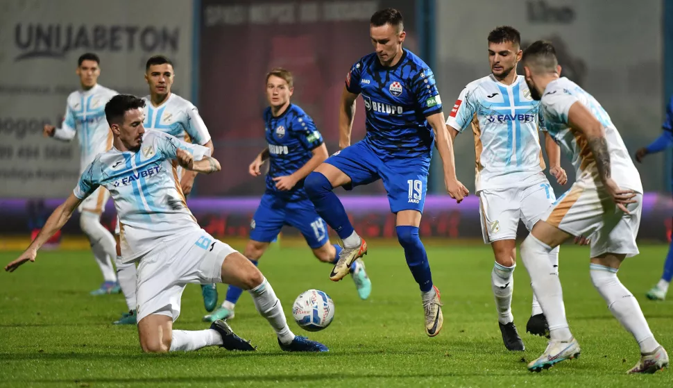 05.10.2024., Koprivnica - SuperSport Prva HNL, 9. kolo, NK Slaven Belupo - HNK Rijeka. Stjepan Radeljic, Ivan Dolcek Photo: Vjeran Zganec Rogulja/PIXSELL