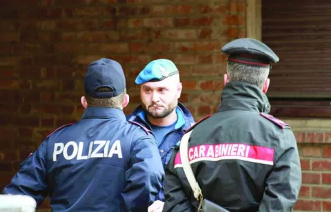 epa06335499 Police guards outside the special section for inmates where Mafia boss of bosses Toto Riina died, at a hospital in Parma, Italy, 17 November 2017. Sicilian Cosa Nostra mafia 'boss of bosses,' Salvatore 'Toto' Riina, one of Italy's most feared mobsters, died at the age of 87 on 17 November 2017, in a prison section in Parma. He was serving 26 life sentences EPA/SANDRO CAPATTI