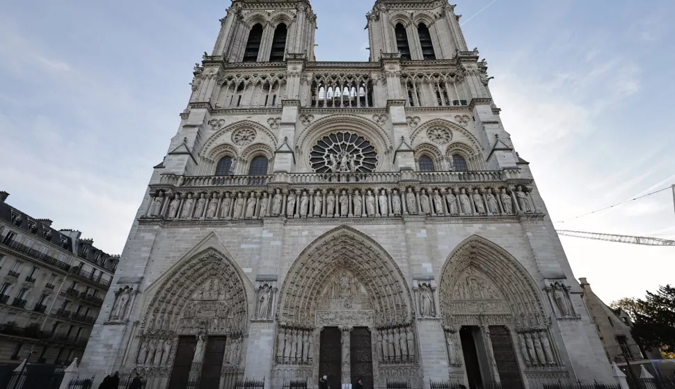 epa11747091 A general view of the Notre-Dame Cathedral in Paris, France, 29 November 2024. French President Emmanuel Macron is visiting the cathedral's construction site on 29 November, to thank the donors and people who worked to rebuild the monument after it was severely damaged in a fire that broke out on 15 April 2019. The Paris Cathedral will be officially inaugurated after nearly six years of renovation work on 07 December 2024. EPA/CHRISTOPHE PETIT TESSON/POOL