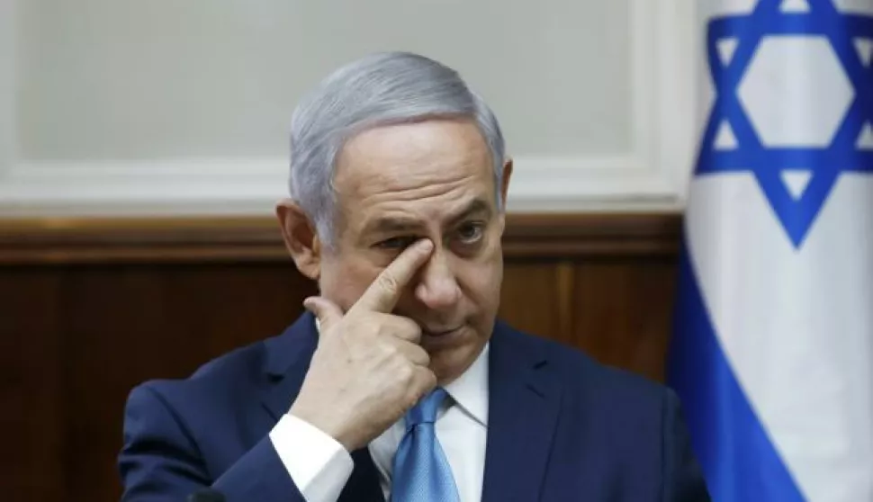 epa06514369 Israeli Prime Minister Benjamin Netanyahu attends the weekly cabinet meeting at the Prime Minister's office in Jerusalem, 11 February 2018. Media reports state that Benjamin Netanyahu stated that Israel will defend itself 'against any attack' folowing the downing of an Israeli F-16 fighter plane by Syria air defences on 10 February 2018. EPA/RONEN ZVULUN/POOL