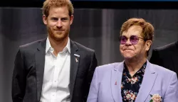 epa06907362 Britain's Prince Harry (L) and Sir Elton John (R) attend a session about the 'Elton John Aids Fund' on the second day of the International AIDS Conference 2018 (AIDS2018), in Amsterdam, The Netherlands, 24 July 2018. The biennial conference that runs from 23 to 27 July 2018 is organized by the International AIDS Society (IAS) and is expected to welcome around 18,000 participants - including activists and researchers from various disciplines, medical professionals, public health and community practitioners and policy planners - from all around the world. EPA/ROBIN UTRECHT