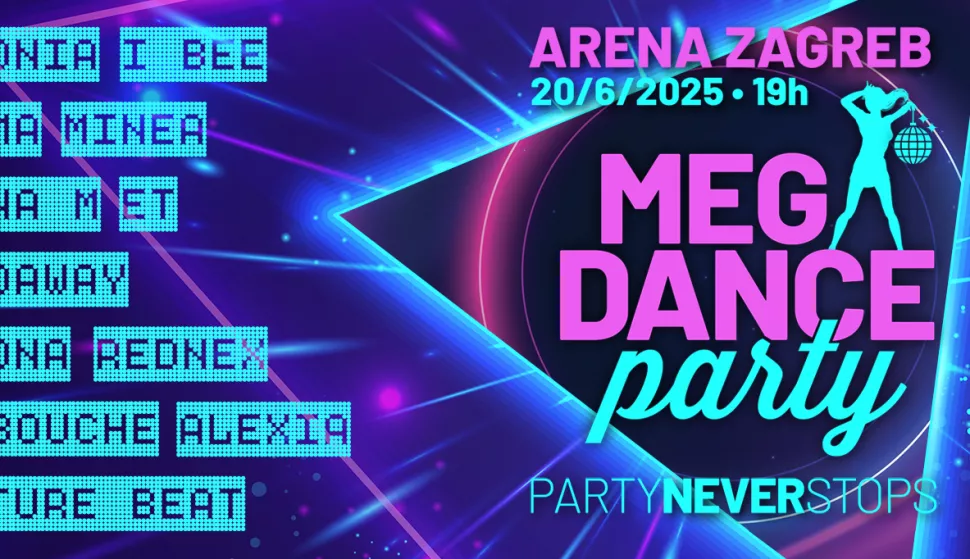 Megadance Party vraća se u zagrebačku Arenu 20. lipnja 2025. godine, a na sceni će se okupiti popularni domaći i svjetski dance izvođači iz 90-ih kao što su Minea, Senna M, Karma, E.T., Corona, Rednex, Haddaway, Culture Beat i dr, najavila je Outbox agencija.