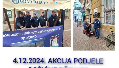 ĐAKOVO - U povodu svete Barbare Udruga umirovljenih i pričuvnih djelatnika MUP-a RH - Policijske postaje Đakovo na korzu je u srijedu prijepodne besplatno dijelila božićnu pšenicu. 2024.