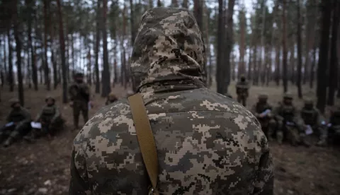 epa11754180 Foreign fighters attend a training with the 3rd Ukrainian Assault Brigade, at an undisclosed location in the Kharkiv region, Ukraine, 02 December 2024 (issued 03 December 2024). After the Russian invasion began in February 2022, the Ukrainian government regulated the gradual incorporation of foreign fighters into regular armed forces. The 3rd Ukrainian Assault Brigade opened its ranks to foreign fighters only recently, attracting a number of Colombian nationals. Foreign fighters who join the Ukrainian army sign an employment contract that gives them the same rights as Ukrainian soldiers. EPA/MARIA SENOVILLA