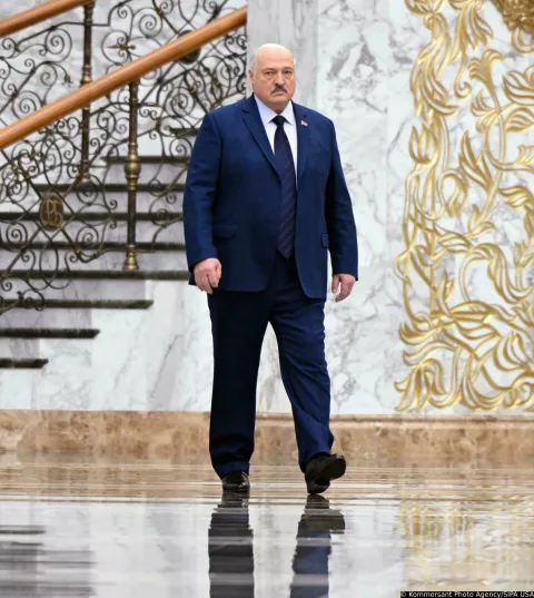 President of Belarus Alexander Lukashenko before the start of the meeting.Credit: Dmitry Azarov/Kommersant Photo/Sipa USA Photo: Kommersant Photo Agency/SIPA USA