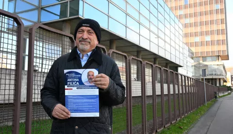 i26.11.24., Zagreb - Anton Filic povodom svoje predsjednicke kandidature odrzao je konferenciju za medije ispred zgrade Vjesnika. Photo: Davorin Visnjic/PIXSELL