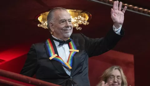 Acclaimed director and filmmaker Francis Ford Coppola acknowledges the applause as she arrives to attend the 47th Annual Kennedy Center Honors at the John F. Kennedy Center for the Performing Arts in Washington, DC on Sunday, December 8, 2024. Credit: Ron Sachs/Pool via CNP