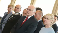 07.06.2016., Zagreb - Ceremonija polaganja svecane prisege novoizabranih sudaca Ustavnog suda RH u Uredu predsjednice. Josip Leko. rPhoto: Zeljko Lukunic/PIXSELL