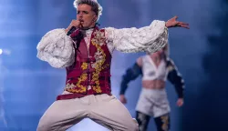 07 May 2024, Sweden, Malm?: Baby Lasagna from Croatia with the song "Rim Tim Tagi Dim" at the first semi-final of the Eurovision Song Contest (ESC) 2024 in the Malm? Arena. The world's biggest singing competition begins with the first semi-final under the motto "United By Music". Photo: Jens B?ttner/dpa Photo: Jens B?ttner/DPA