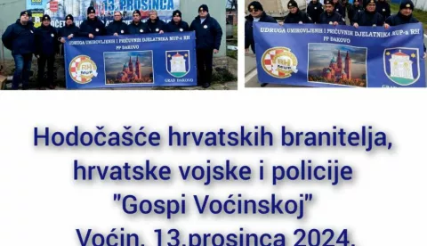 ĐAKOVO - Udruga umirovljenih i pričuvnih djelatnika MUP-a - Policijske postaje Đakovo, sa svojh devet članova sudjelovala je proteklog vikenda na 16. hodočašću hrvatskih branitelja, pripadnika Hrvatske vojske i policije Gospi Voćinskoj,prosinac 2024.