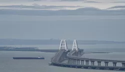 epa10524582 A general view of the Crimean Bridge in Kerch, Crimea, 14 March 2023 (issued 15 March 2023). The bridge connects the Russian mainland with the Crimean Peninsula across the Kerch Strait. In February 2014 Russian forces invaded and seized control of the Crimean Peninsula. Russia declared the annexation of Crimea on 18 March 2014, two days after the celebration of a so called 'referendum' in that territory. In a vote that reaffirmed Ukraine's 'national unity and territorial integrity', the United Nations General Assembly in the Resolution 68/262 condemned the referendum in Crimea stating it had 'no validity'. After the annexation Moscow escalated its military presence on the peninsula to solidify the new status quo on the ground and since 2015, Russia approved the 'Day of Reunification of Crimea with Russia' as a holiday marked annually on 18 March. EPA/STRINGER