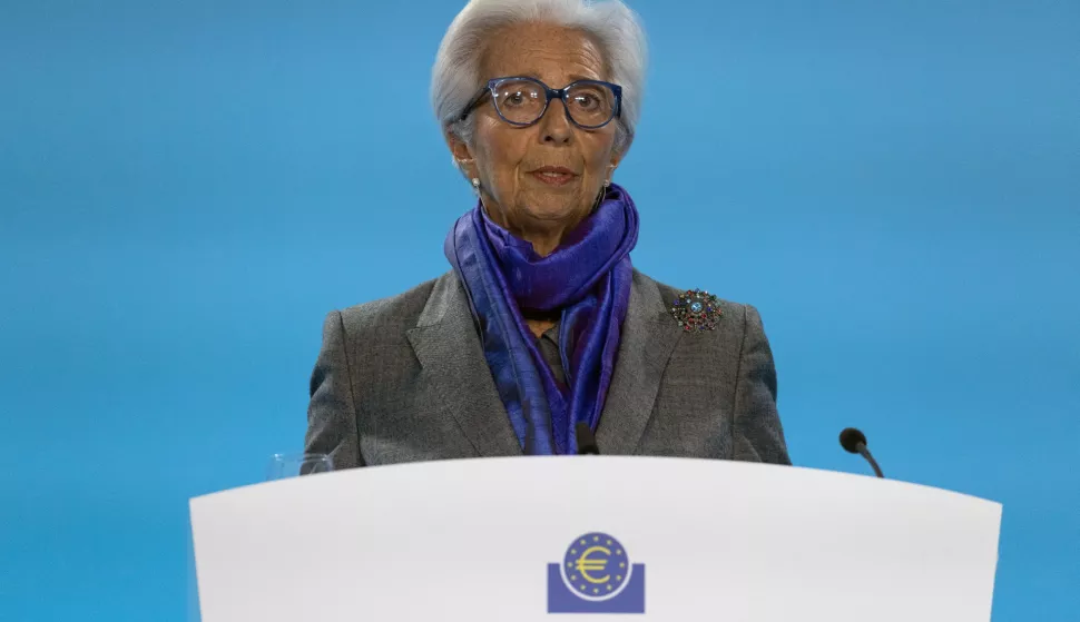 epa10367260 European Central Bank (ECB) President Christine Lagarde addresses a press conference following a meeting of the ECB Governing Council in Frankfurt am Main, Germany, 15 December 2022. The ECB on 15 December raised its key interest rate by 0.5 point to 2.5 percent. EPA/ANDRE PAIN