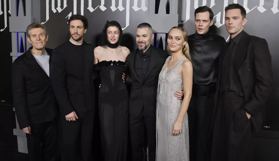 Willem Dafoe, Aaron Taylor-Johnson, Emma Corrin, Robert Eggers, Lily-Rose Depp, Bill Skarsg?rd and Nicholas Hoult attend the premiere of the horror fantasy motion picture "Nosferatu" at the TCL Chinese Theatre in the Hollywood section of Los Angeles on Thursday, December 12, 2024. Storyline: A gothic tale of obsession between a haunted young woman and the terrifying vampire infatuated with her, causing untold horror in its wake. Photo by Jim Ruymen/UPI Photo via Newscom Photo: Jim Ruymen/NEWSCOM