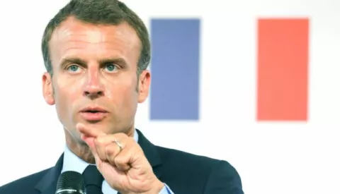 epa06755702 French President Emmanuel Macron gestures as he speaks during the presentation of the French government's plan for the country's most deprived areas, 22 May 2018 in Paris, France. EPA/LUDOVIC MARIN/POOL MAXPPP OUT