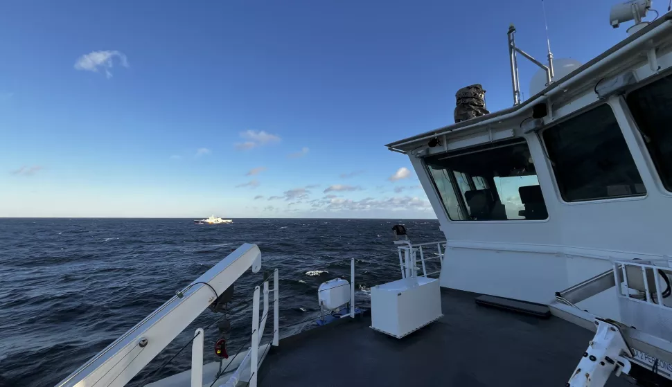 epa11741858 A handout photo made available by the Finnish Border Guard shows the boat of the Finnish guard ship Turvan on duty in the damaged area of ​​the C-Lion-1 cable in the southern Baltic Sea, 26 November 2024. The Finnish Central Criminal Police and the Border Guard continue to investigate the submarine cable between Finland and Germany that was broken a week ago. EPA/FINNISH BORDER GUARD HANDOUT HANDOUT HANDOUT EDITORIAL USE ONLY/NO SALES