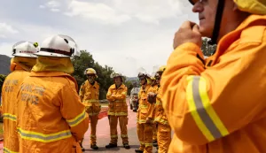 epa11794455 Fire crews battle bushfires at Halls Gap in the Grampians region of Victoria, Australia, 27 December 2024. Bushfires continue to burn in the Grampians in Victoria's west. EPA/DIEGO FEDELE AUSTRALIA AND NEW ZEALAND OUT